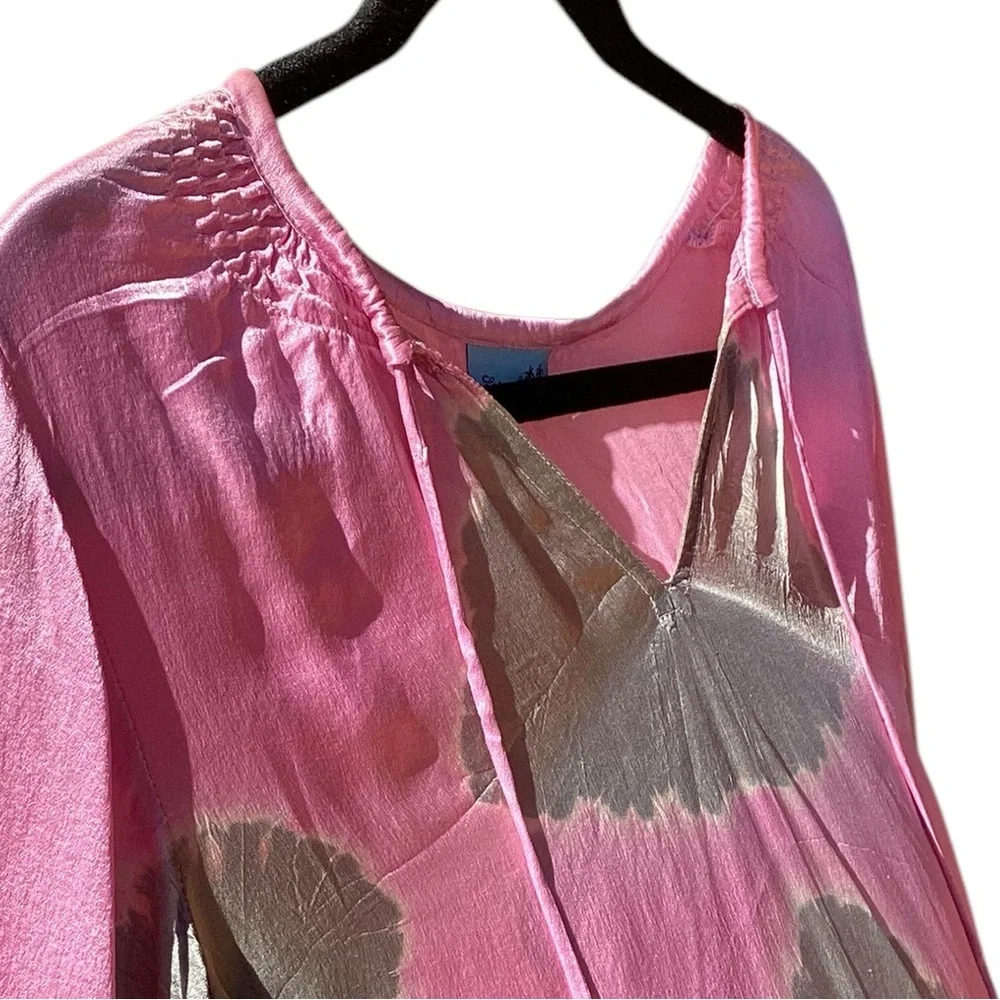Letarte Hawaii silk coverup in pink and gray - Picture 8 of 9